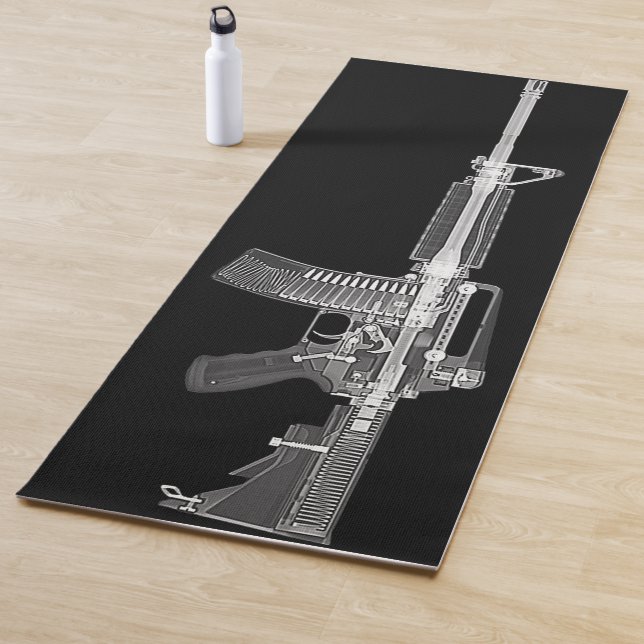 AR-15 Firearm Gun Real X-Ray of Assault Rifle AR15 Yoga Mat (In Situ)