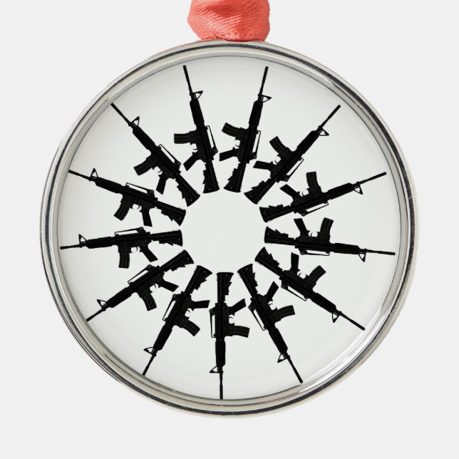 AR-15 Gun Weapon Kaleidoscope  Design Metal Ornament (Front)