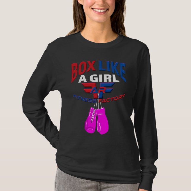 AR Fitness Factory Box Like A Girl Pink Gloves T-Shirt (Front)