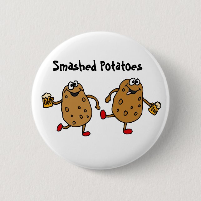 AR- Smashed Potatoes Cartoon Button (Front)
