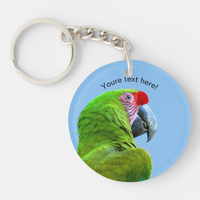 Ara Militaris Green Parrot Keychain (Front)