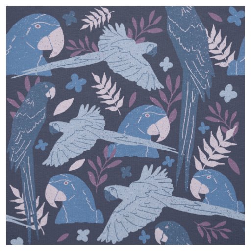 Ara Parrot Blue Blush Pink Tropical Pattern Fabric