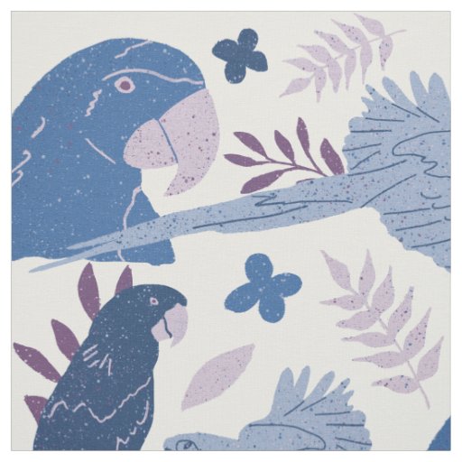 Ara Parrot Blue Pink Tropical Pattern Fabric