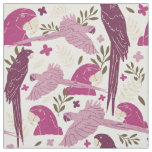 Ara Parrot Pink Tropical Leaf Pattern Fabric