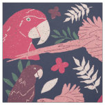 Ara Parrot Red Blue Tropical Pattern Fabric