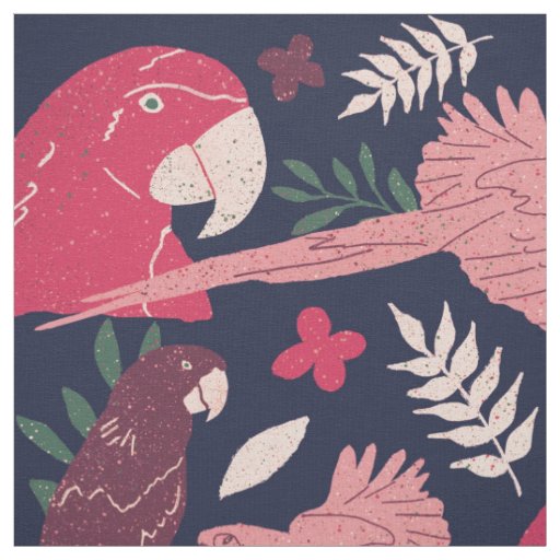 Ara Parrot Red Blue Tropical Pattern Fabric