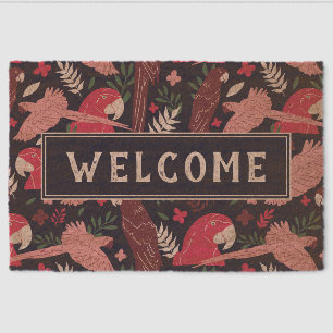 Ara Parrot Red Tropical Pattern Welcome Fiber Doormat