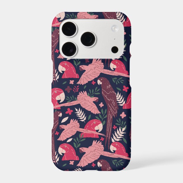 Ara Parrot Tropical Leaf Pattern Drawing Iphone Case (Back)