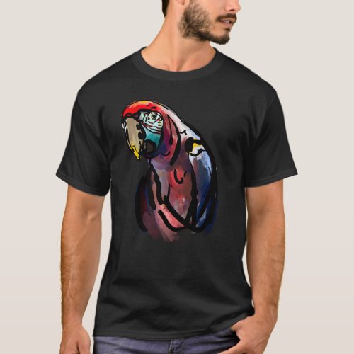 Ara Parrot Watercolor Painting T_Shirts