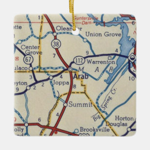 Arab Alabama Vintage Map Ceramic Ornament