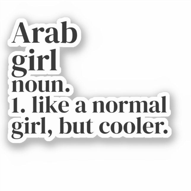 Arab Girl Dictionary Definition Funny Arab  Sticker (Front)