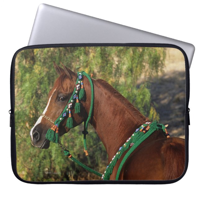 Arab Horse Headshot with Bridle Laptop Sleeve (Front)