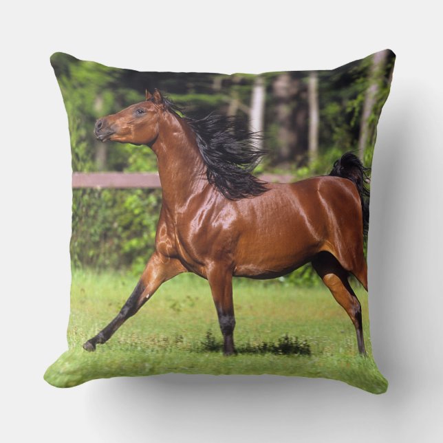 Arab Horse Running 2 Throw Pillow (Front)
