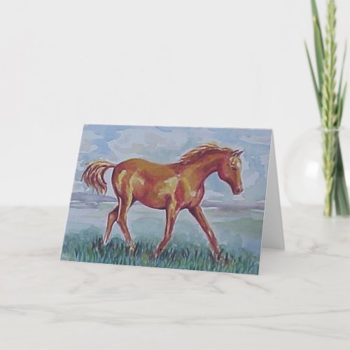 Arab Horse Watercolour Blank Card