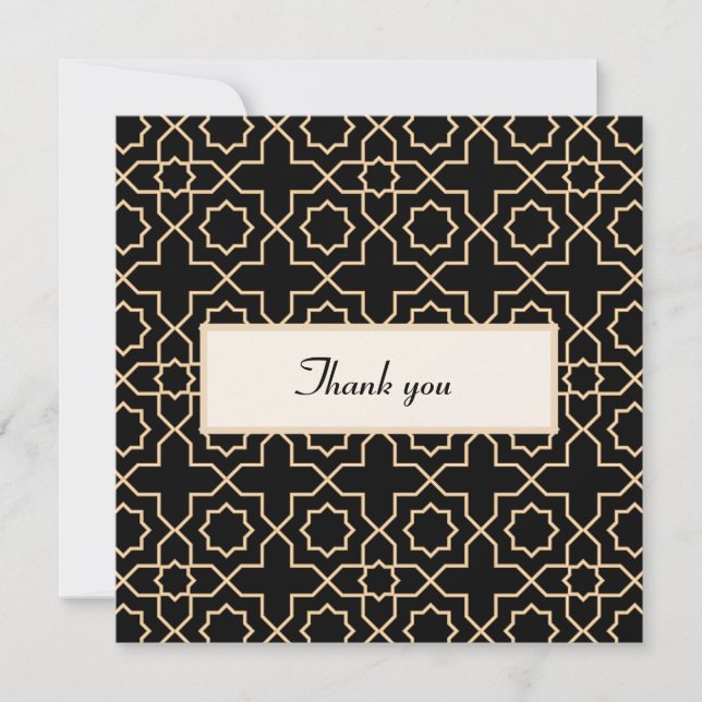 Arab islamic gold black pattern thank you card (Front)