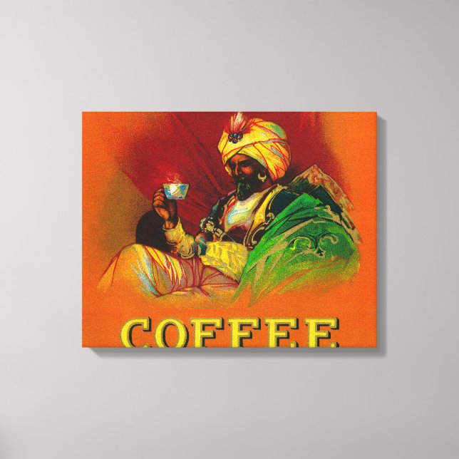 Arab Man Coffee Label Canvas Print (Front)