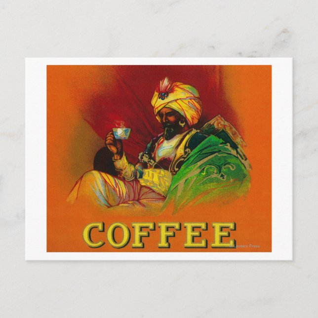 Arab Man Coffee Label Postcard (Front)