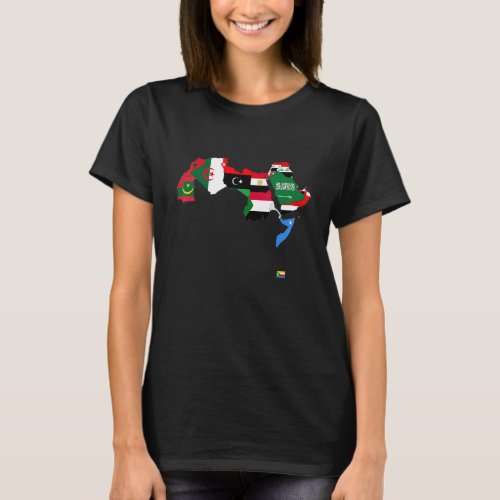 Arab World Map With National Flags The Arabic Coun T_Shirt