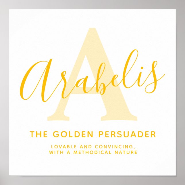 Arabelis name meaning and monogram A golden yellow Poster (Front)