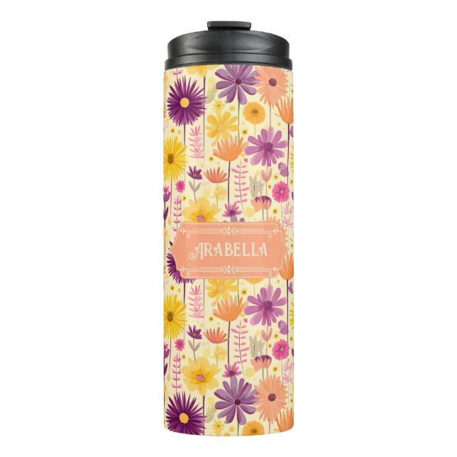 Arabella Cascading Modern Floral Pattern Thermal Tumbler (Front)