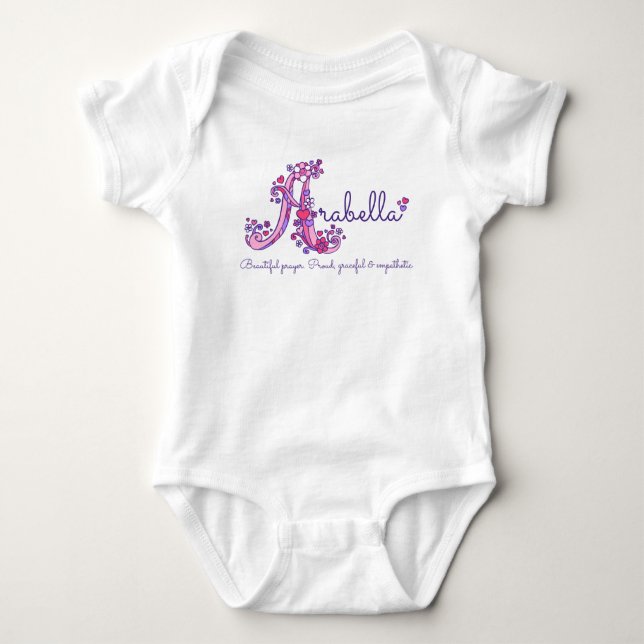 Arabella girls name & meaning A monogram romper (Front)
