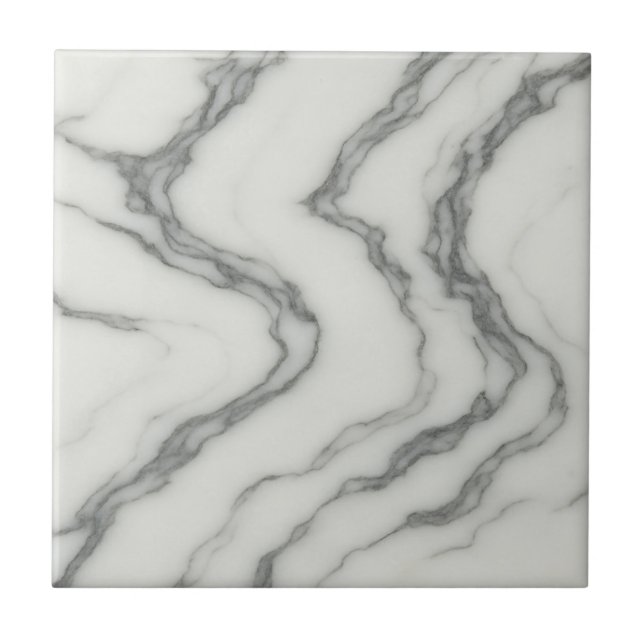 Arabescato Flow – Elegant Swirling White Marble   Ceramic Tile (Front)