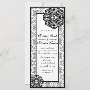 Arabesque Black Lace, 4x9.25 wedding invite