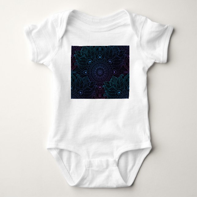Arabesque Bliss: Oriental Mandala Magic Baby Bodysuit (Front)