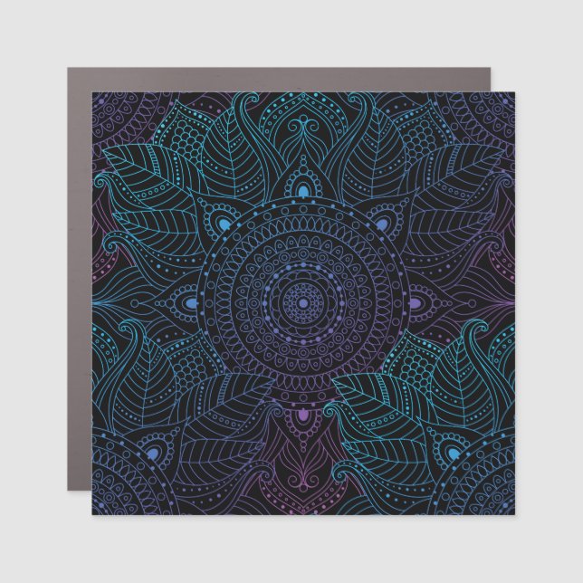 Arabesque Bliss: Oriental Mandala Magic Car Magnet (Front)