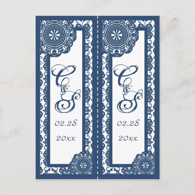 Arabesque Blue Lace, souvenir 2x bookmark Postcard (Front)
