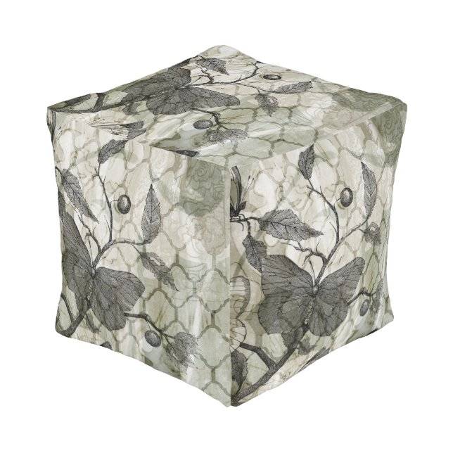 Arabesque Butterflies I Pouf (Angled Front)