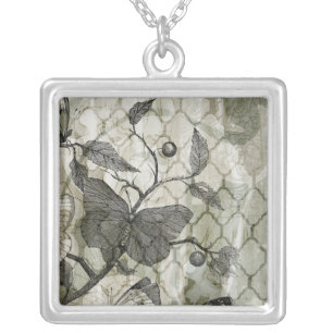 Arabesque Butterflies I Silver Plated Necklace