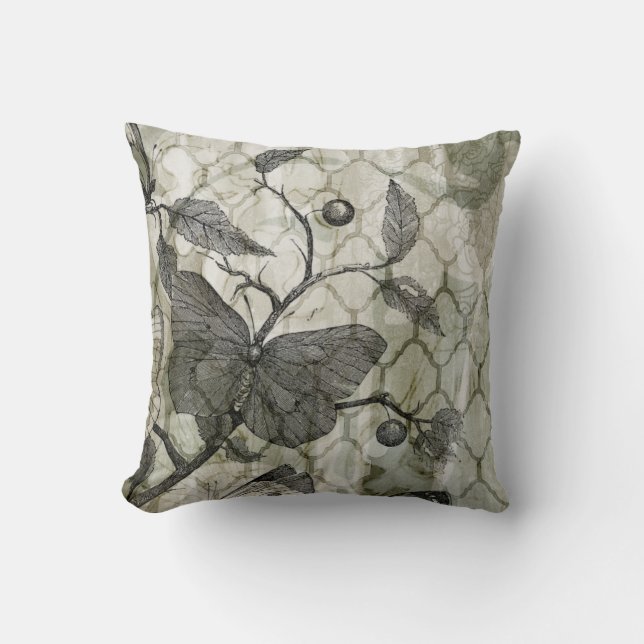 Arabesque Butterflies I Throw Pillow (Front)