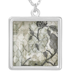 Arabesque Butterflies II Silver Plated Necklace