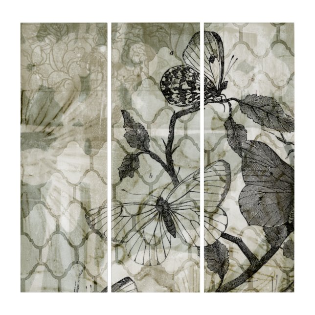 Arabesque Butterflies II Triptych (Front)