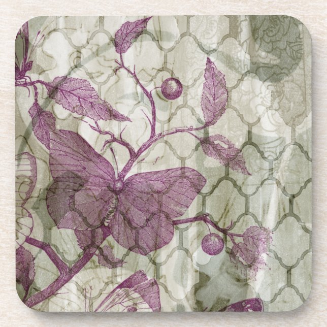 Arabesque Butterflies III Beverage Coaster (Front)