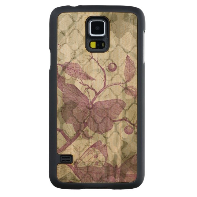 Arabesque Butterflies III Carved Maple Galaxy S5 Slim Case (Back)