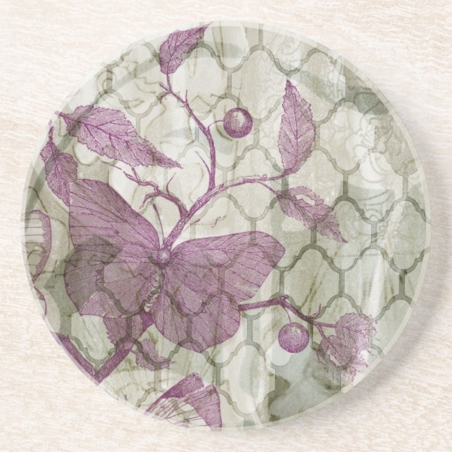 Arabesque Butterflies III Drink Coaster (Front)