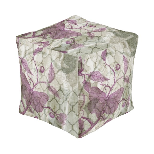 Arabesque Butterflies III Pouf (Angled Front)