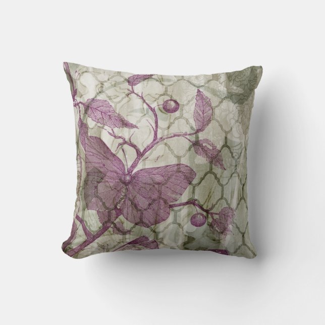 Arabesque Butterflies III Throw Pillow (Front)