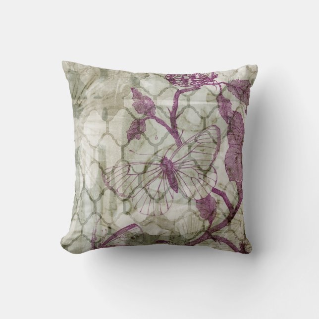 Arabesque Butterflies IV Throw Pillow (Front)