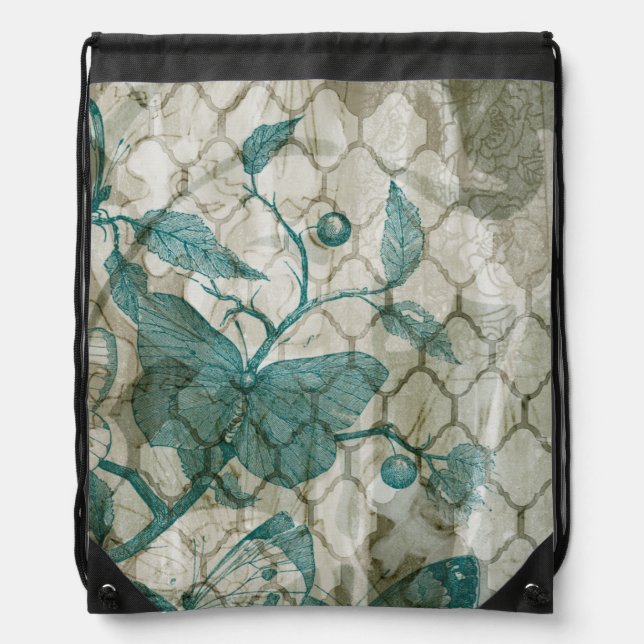 Arabesque Butterflies V Drawstring Bag (Front)