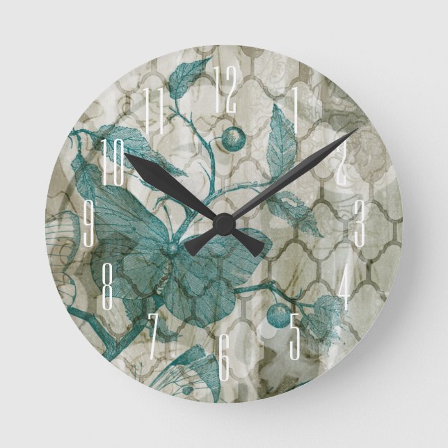 Arabesque Butterflies V Round Clock (Front)