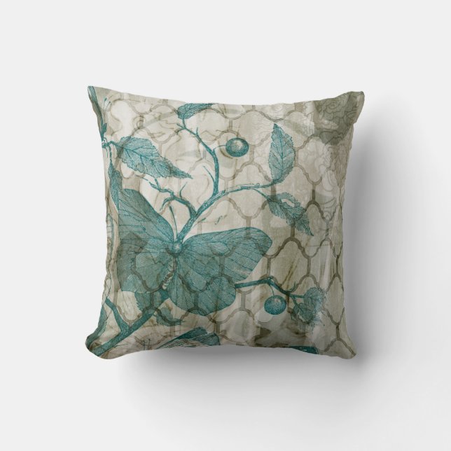 Arabesque Butterflies V Throw Pillow (Front)