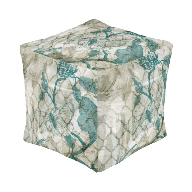 Arabesque Butterflies VI Pouf (Angled Front)