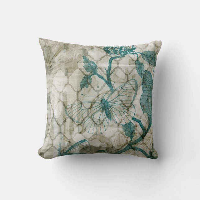 Arabesque Butterflies VI Throw Pillow (Front)