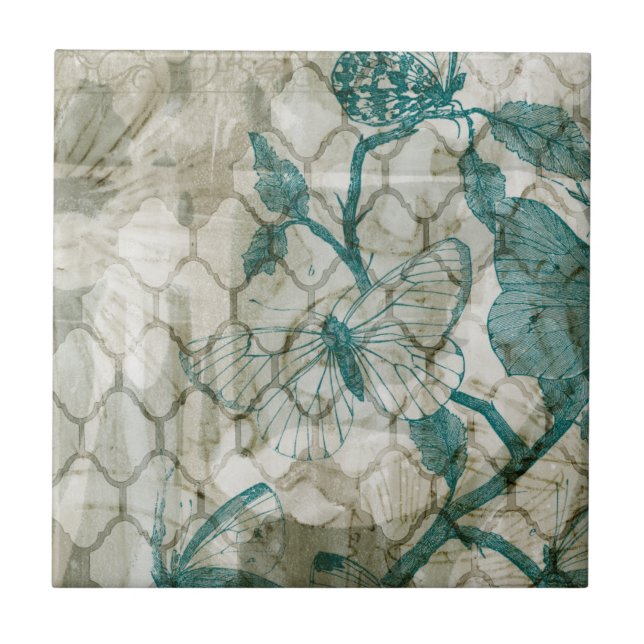 Arabesque Butterflies VI Tile (Front)