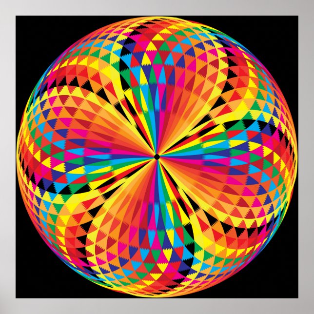 Arabesque button on black background poster (Front)