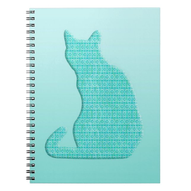 Arabesque Cat - shades of turquoise Notebook (Front)