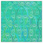 Arabesque damask - aqua and turquoise fabric